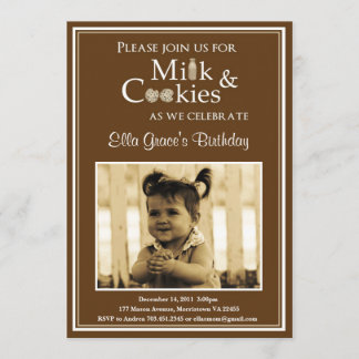 Milk & Cookies Birthday Party Invitation