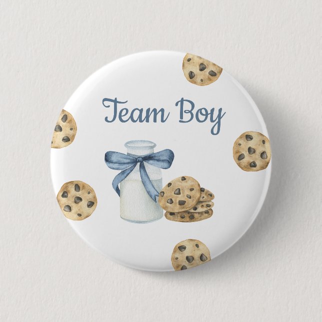 Milk & Cookies Gender Reveal - Team Boy 6 Cm Round Badge (Front)
