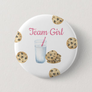 Milk & Cookies Gender Reveal - Team Girl 6 Cm Round Badge