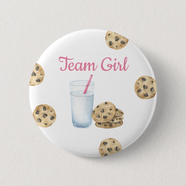 Milk & Cookies Gender Reveal - Team Girl 6 Cm Round Badge (Front)