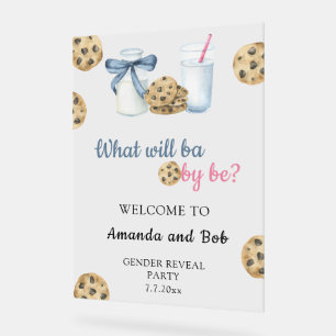 Milk & Cookies Gender reveal Welcome Acrylic Sign