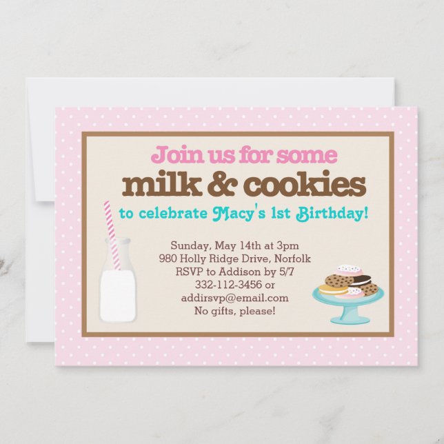 Milk & Cookies Party (Pink) Invitation (Front)