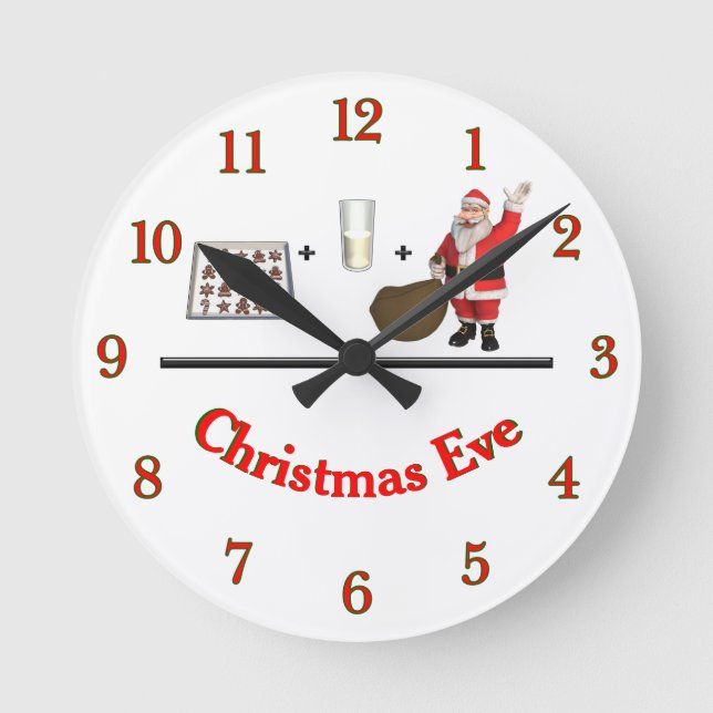 Milk + Cookies + Santa = Christmas Eve Numbered Round Clock (Front)