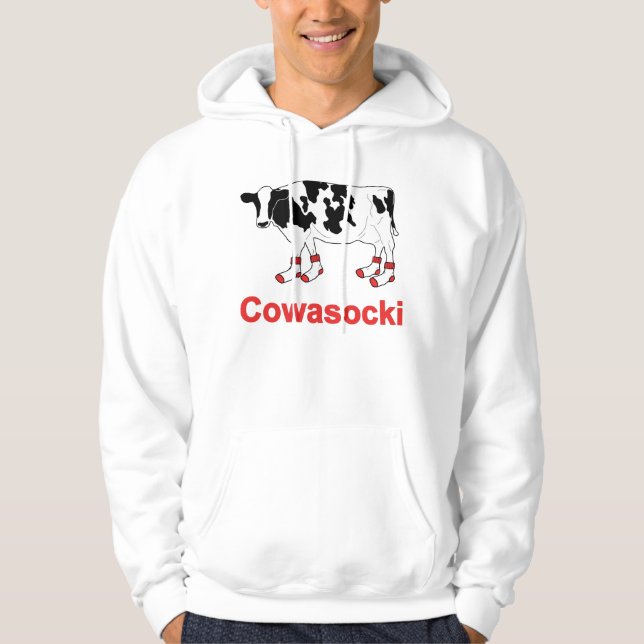 Milk Cow in Socks - Cowasocki Cow A Socky Hoodie (Front)
