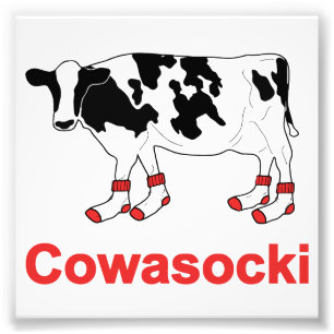 Milk Cow in Socks - Cowasocki Cow A Socky Photo Print