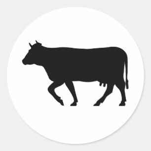 Milk Cow Silhouette Beef Cattle Moo Bull Steer Classic Round Sticker