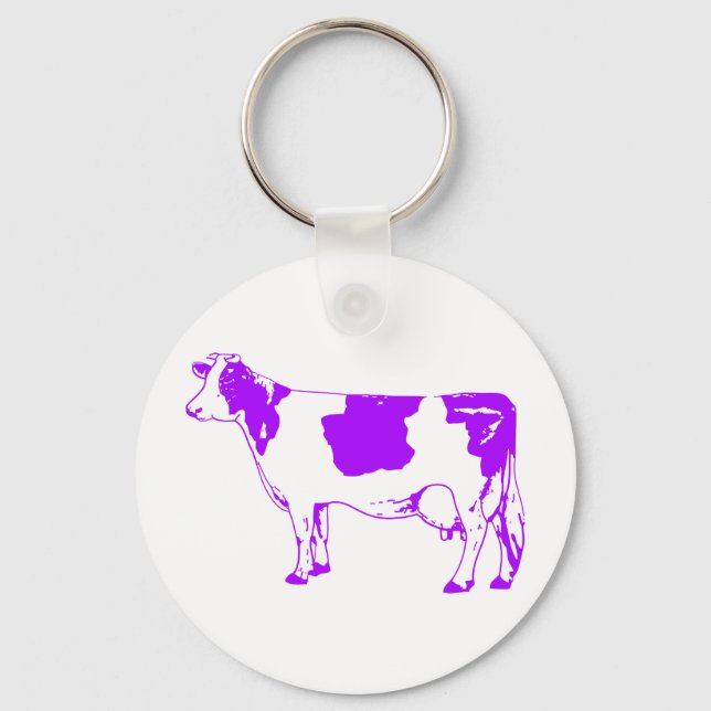 Milk Cow Silhouette Beef Cattle Moo Bull Steer Key Ring (Front)