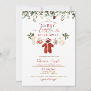 Milk Diaper Clothesline Merry Little Baby Shower Invitation