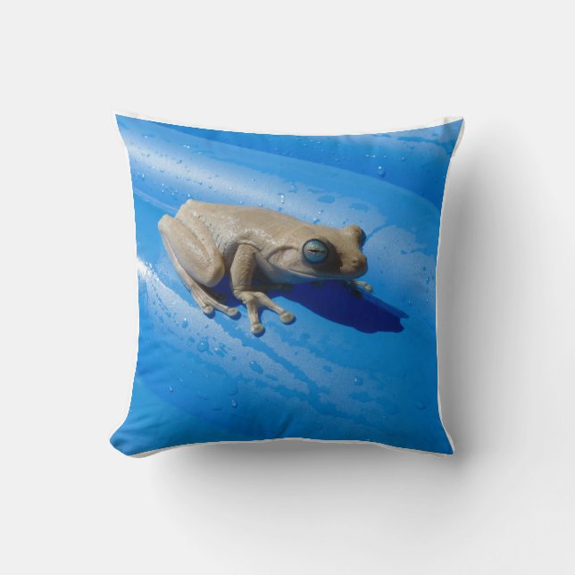 Milk Frog on a Floatie Throw Pillow (Front)