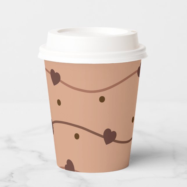 Milk Heart Chocolate Chips Pattern Paper Cups (Front)