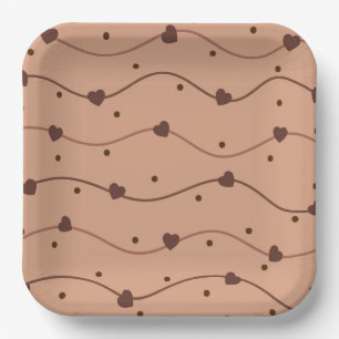 Milk Heart Chocolate Chips Pattern Paper Plate