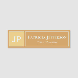 Milk & Honey Brown Tones: Professional Monogrammed Name Tag