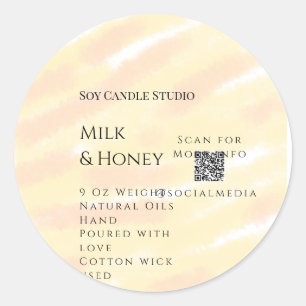 Milk honey soy candle business add q r code tex classic round sticker