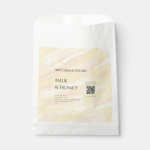Milk honey soy candle business add q r code tex favour bag