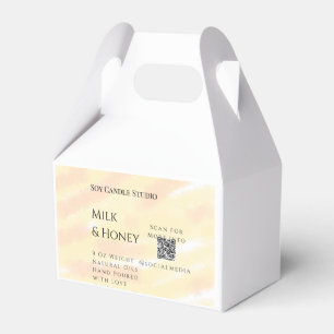 Milk honey soy candle business add q r code tex favour box