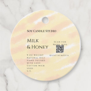 Milk honey soy candle business add q r code tex favour tags