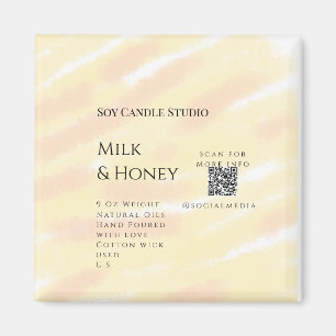 Milk honey soy candle business add q r code tex magnet