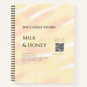 Milk honey soy candle business add q r code tex notebook