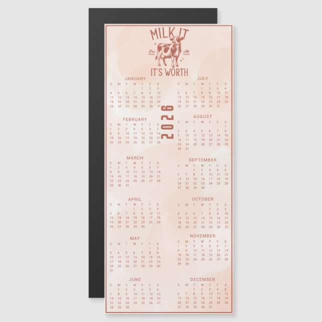 Milk It For All It's Worth 2026 Brown Calendar (Front/Back)
