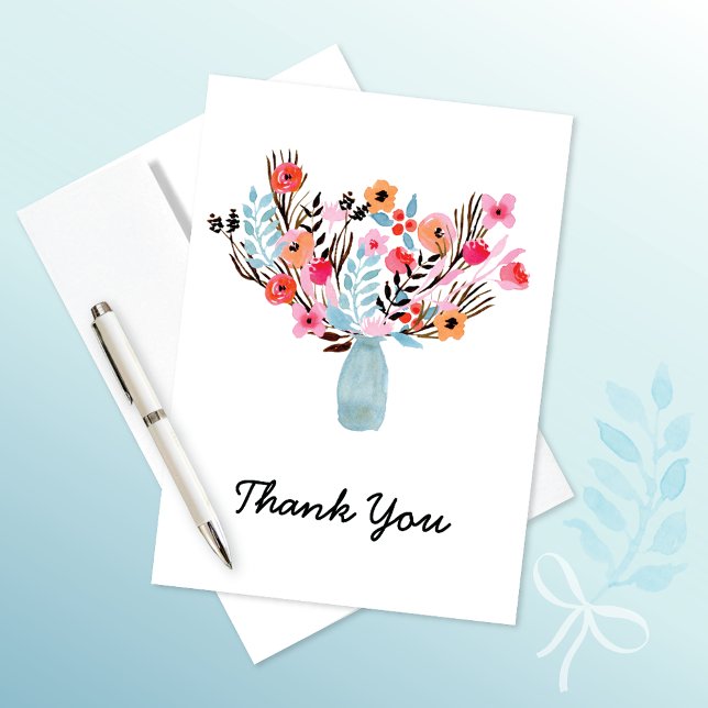 Milk Jug Watercolor Flowers Thank You Card (Creator Uploaded)