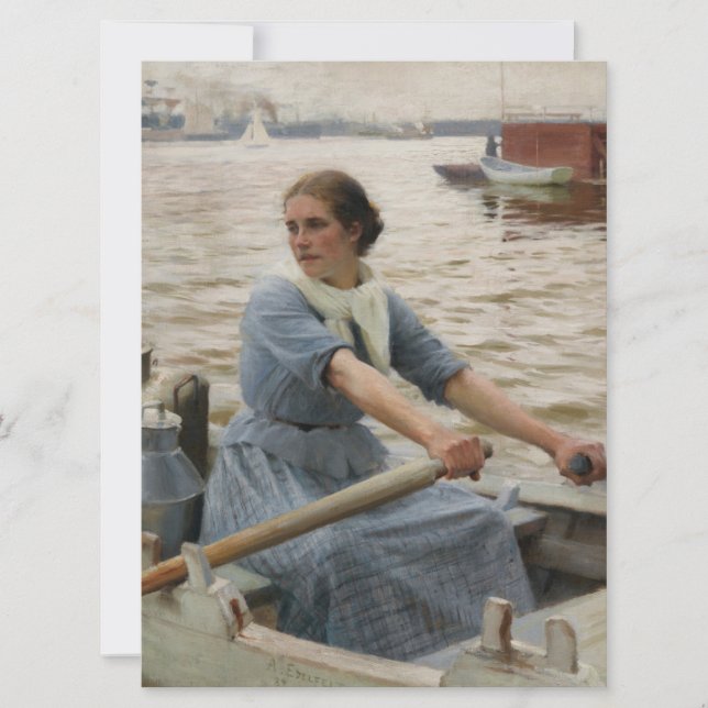 Milk Maid on a Rowing Boat (by Albert Edelfelt) Card (Front)