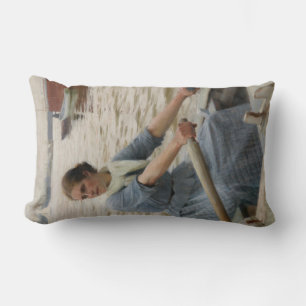 Milk Maid on a Rowing Boat (by Albert Edelfelt) Lumbar Cushion