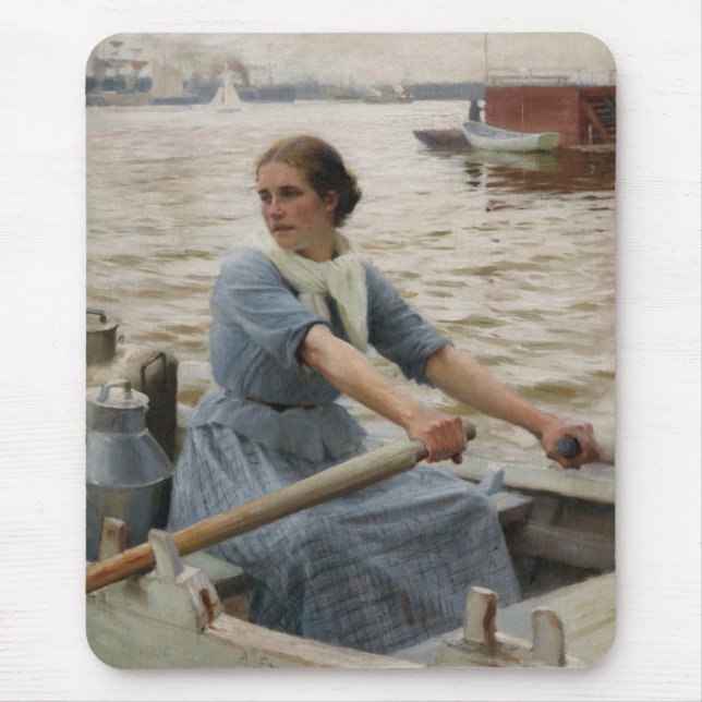 Milk Maid on a Rowing Boat (by Albert Edelfelt) Mouse Pad (Front)
