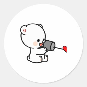 Milk Mocha Couple Valentine Design 1  Classic Round Sticker