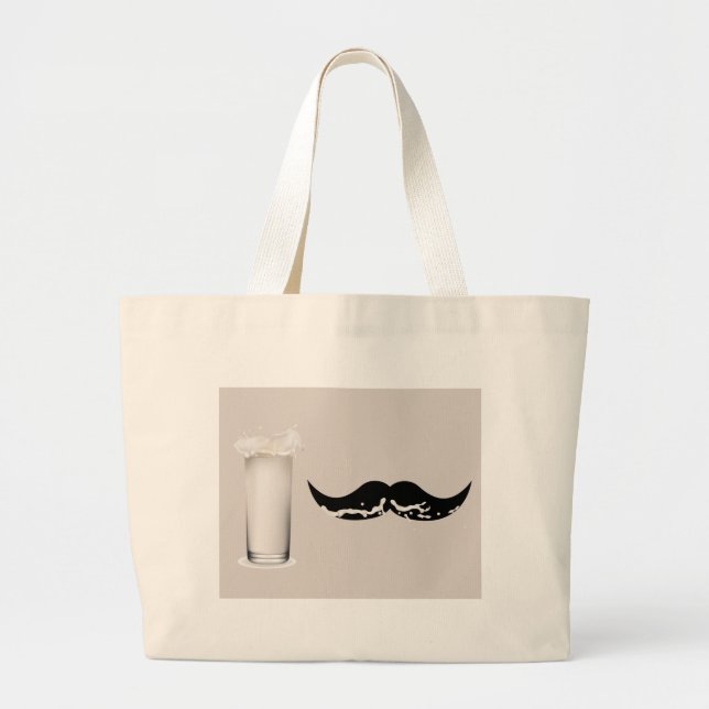 Milk Moustache Creme Large Tote Bag (Front)
