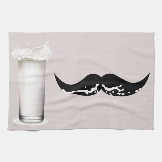 Milk Moustache Creme Tea Towel (Horizontal)