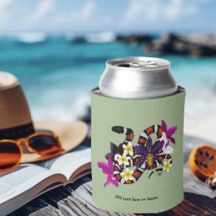 Milk Snake Exotic Floral Green Can Cooler
