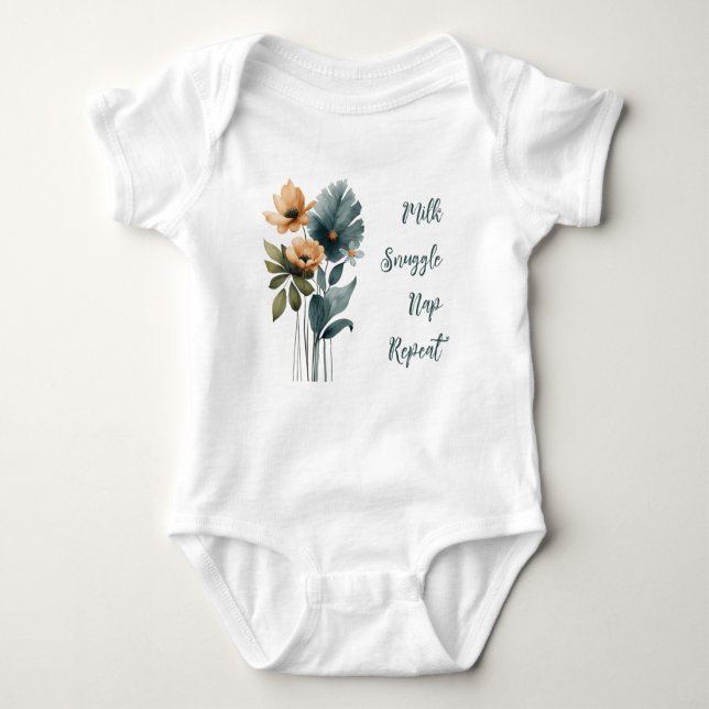 Milk Snuggle Nap Repeat Baby Bodysuit (Front)