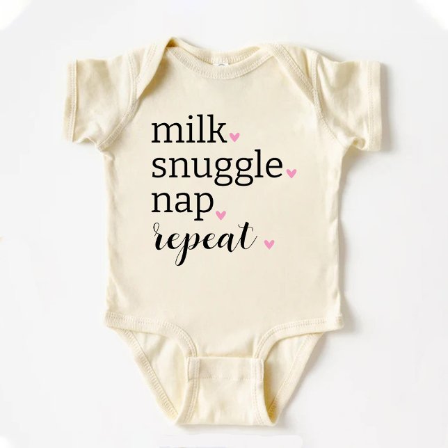 Milk Snuggle Nap Repeat Funny Minimalist Baby Bodysuit (Milk Snuggle Nap Repeat Funny Minimalist Baby Bodysuit)