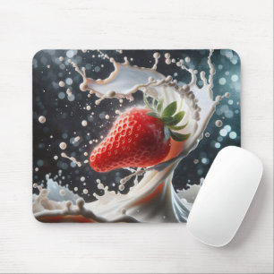 Milk Splash With Strawberry Mouse Pad