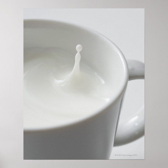 Milk splashing in cup poster (Front)