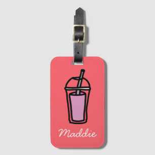 Milk tea Bubble Tea teen girl pink Luggage Tag
