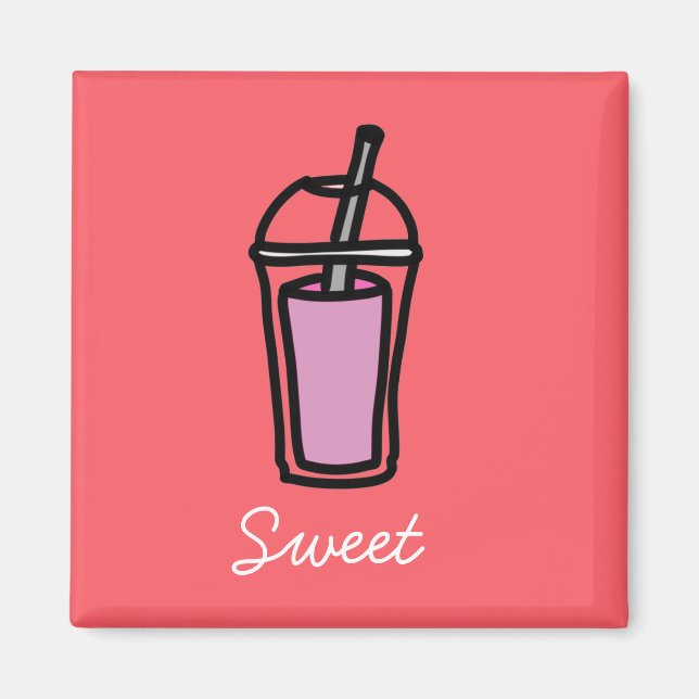 Milk tea pink bubble tea magnet (Front)