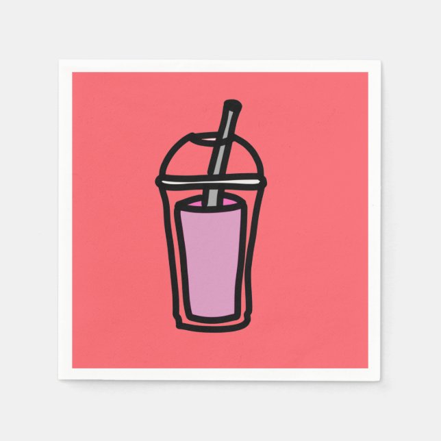 Milk Tea pink bubble tea Napkin (Front)