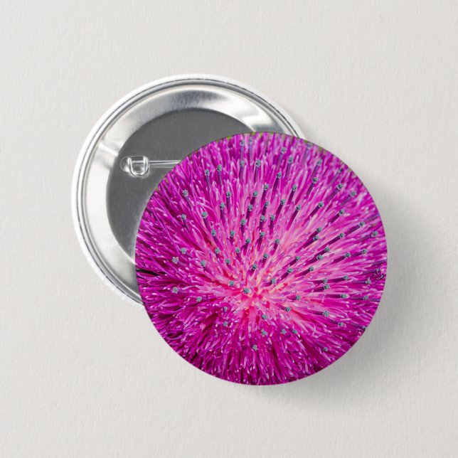 Milk thistle closeup 6 cm round badge (Front & Back)