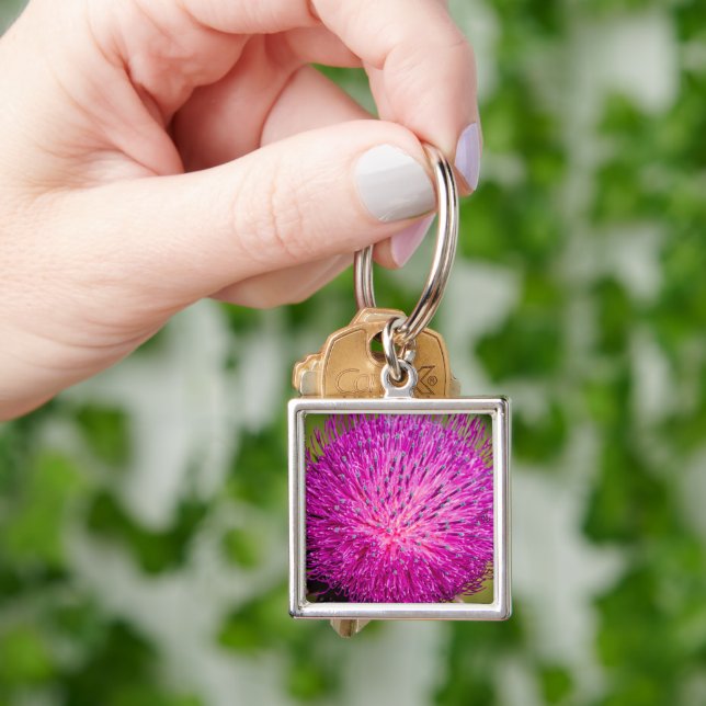Milk thistle closeup key ring (Hand)