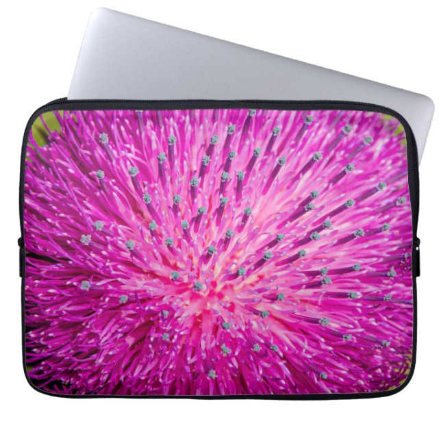 Milk thistle closeup laptop sleeve (Front)