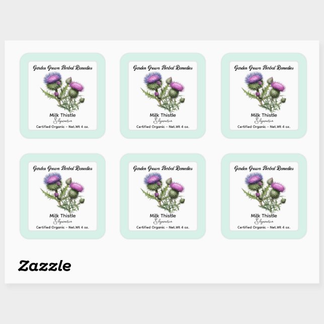 Milk Thistle Square Sticker Product Label (Sheet)