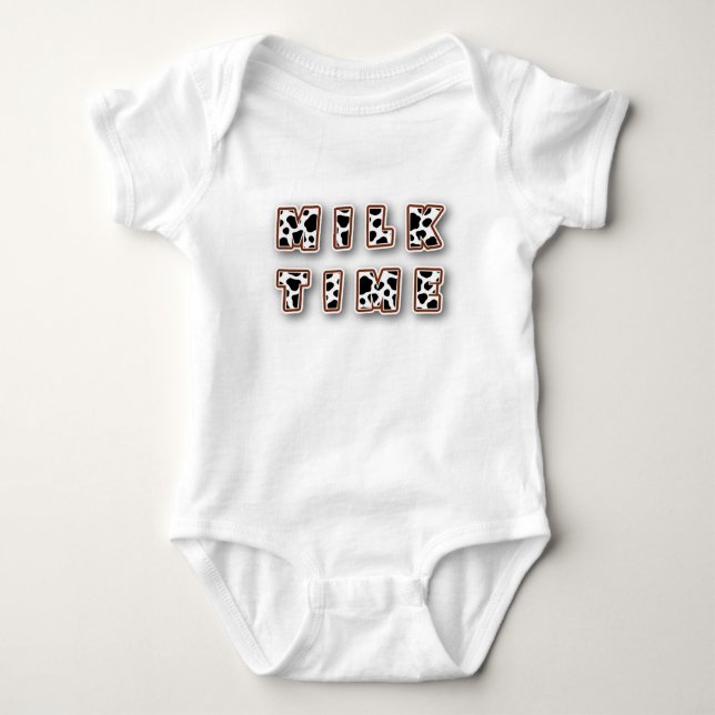 Milk time cow pattern baby bodysuit (Front)