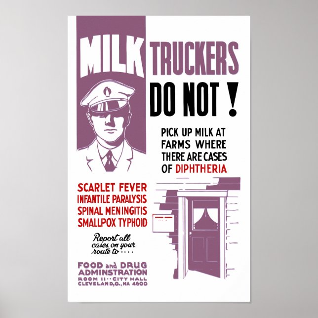 Milk Trucker FDA Warning Poster (Front)