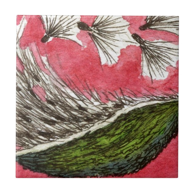 "Milk Weed Pod" Kitchen Garden Ceramic Tile (Front)