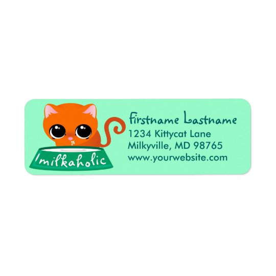 Milkaholic Orange Kitty Return Address Label