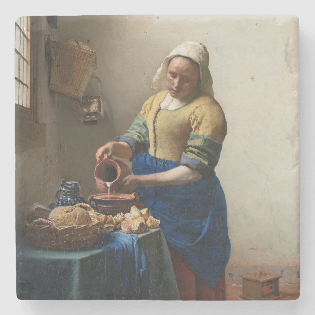 Milkmaid Johannes Vermeer Stone Coaster (Front)