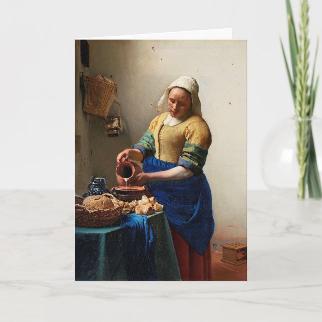 Milkmaid Kitchen Maid by Johannes Vermeer Card (Front)