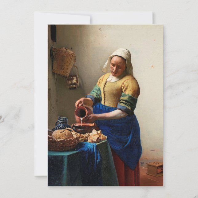 Milkmaid Kitchen Maid by Johannes Vermeer Card (Front)