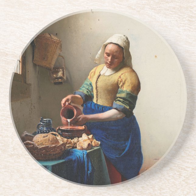 Milkmaid Kitchen Maid by Johannes Vermeer Coaster (Front)